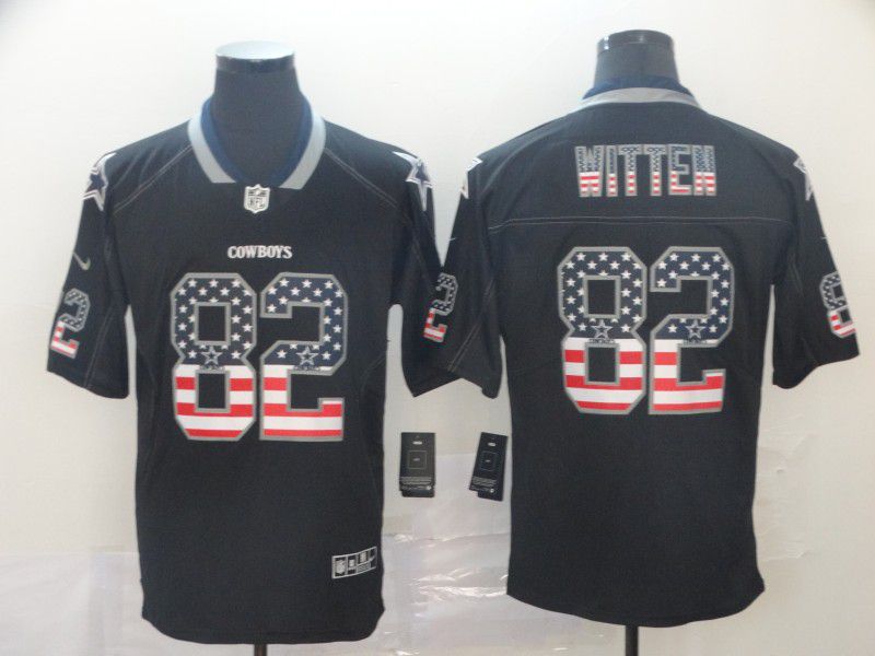 Men Dallas cowboys #82 Witten Nike USA Flag Fashion Black Color Rush Limited Jersey